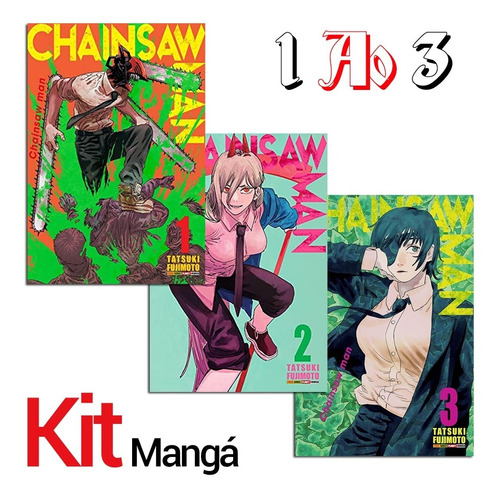 Chainsaw Man, Mangá Volume 1 Ao 3 - Kit Lacrado